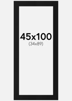 Passepartout Sort Standard (Hvid kerne) 45x100 cm (34x89)