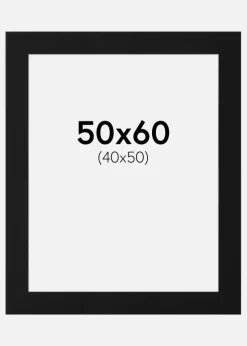 Passepartout Sort Standard (Hvid kerne) 50x60 cm (40x50)