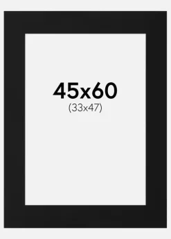 Passepartout Sort Standard (Hvid kerne) 45x60 cm (33x47)