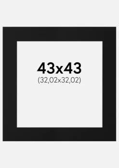 Passepartout Sort Standard (Hvid kerne) 43x43 cm (32,02x32,02)
