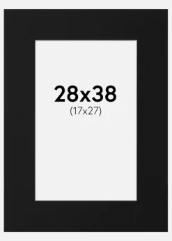 Passepartout Sort Standard (Hvid kerne) 28x38 cm (17x27)