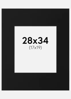 Passepartout Sort Standard (Hvid kerne) 28x34 cm (17x19)