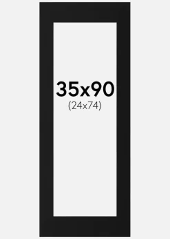 Passepartout Sort Standard (Hvid kerne) 35x90 cm (24x74)