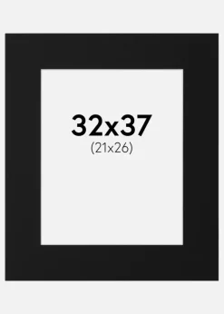 Passepartout Sort Standard (Hvid kerne) 32x37 cm (21x26)