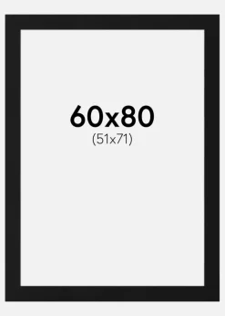 Passepartout Sort Standard (Hvid kerne) 60x80 cm (51x71)