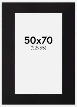 Passepartout Sort Standard (Hvid Kerne) 50x70 cm (32x55)