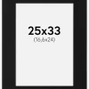 Passepartout Sort Standard (Hvid kerne) 25x33 cm (16,6x24)