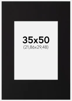 Passepartout Sort Standard (Hvid Kerne) 35x50 cm (21,86x29,48)