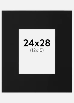 Passepartout Sort Standard (Hvid kerne) 24x28 cm (12x15)