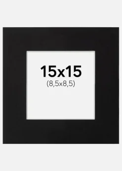 Passepartout Sort Standard (Hvid Kerne) 15x15 cm (8,5x8,5)
