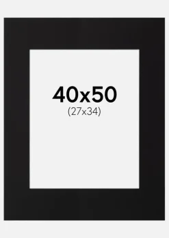 Passepartout Sort Standard (Hvid Kerne) 40x50 cm (27x34)