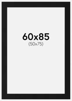 Passepartout Sort Standard (Hvid kerne) 60x85 cm (50x75)