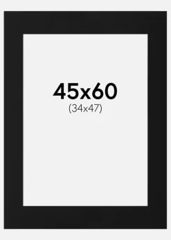 Passepartout Sort Standard (Hvid kerne) 45x60 cm (34x47)