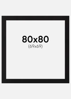 Passepartout Sort Standard (Hvid Kerne) 80x80 cm (69x69)