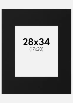 Passepartout Sort Standard (Hvid kerne) 28x34 cm (17x20)