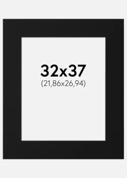Passepartout Sort Standard (Hvid kerne) 32x37 cm (21,86x26,94)
