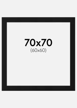 Passepartout Sort Standard (Hvid kerne) 70x70 cm (60x60)