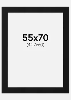 Passepartout Sort Standard (Hvid kerne) 55x70 cm (44,7x60)