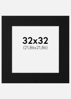 Passepartout Sort Standard (Hvid kerne) 32x32 cm (21,86x21,86)