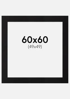 Passepartout Sort Standard (Hvid kerne) 60x60 cm (49x49)