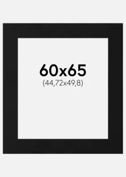 Passepartout Sort Standard (Hvid kerne) 60x65 cm (44,72x49,8)