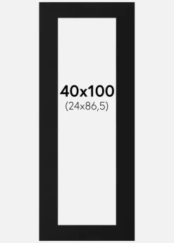 Passepartout Sort Standard (Hvid kerne) 40x100 cm (24x86,5)