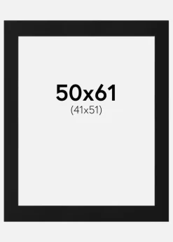 Passepartout Sort Standard (Hvid kerne) 50x61 cm (41x51)