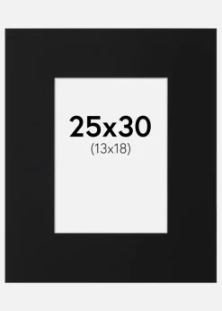 Passepartout Sort Standard (Hvid kerne) 25x30 cm (13x18)
