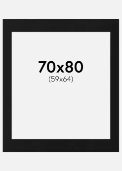 Passepartout Sort Standard (Hvid kerne) 70x80 cm (59x64)