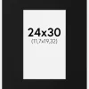 Passepartout Sort Standard (Hvid kerne) 24x30 cm (11,7x19,32)