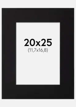 Passepartout Sort Standard (Hvid Kerne) 20x25 cm (11,7x16,8)