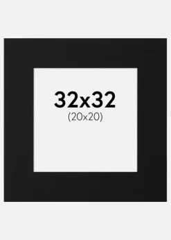 Passepartout Sort Standard (Hvid kerne) 32x32 cm (20x20)