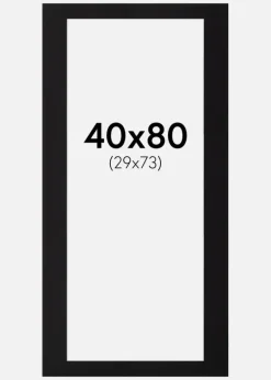 Passepartout Sort Standard (Hvid Kerne) 40x80 cm (29x73)