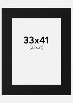 Passepartout Sort Standard (Hvid kerne) 33x41 cm (23x31)