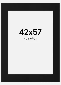 Passepartout Sort Standard (Hvid kerne) 42x57 cm (32x46)