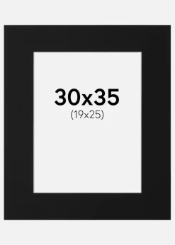 Passepartout Sort Standard (Hvid kerne) 30x35 cm (19x25)