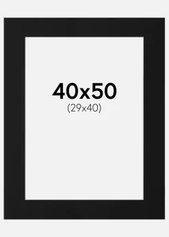 Passepartout Sort Standard (Hvid kerne) 40x50 cm (29x40)