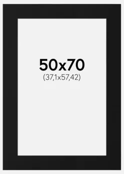 Passepartout Sort Standard (Hvid kerne) 50x70 cm (37,1x57,42)