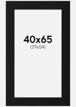 Passepartout Sort Standard (Hvid kerne) 40x65 cm (29x54)