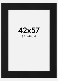 Passepartout Sort Standard (Hvid kerne) 42x57 cm (31x46,5)
