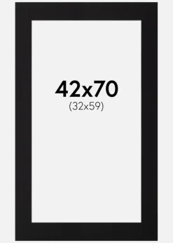 Passepartout Sort Standard (Hvid Kerne) 42x70 cm (32x59)