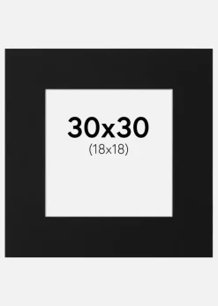 Passepartout Sort Standard (Hvid kerne) 30x30 cm (18x18)