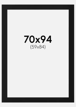 Passepartout Sort Standard (Hvid kerne) 70x94 cm (59x84)