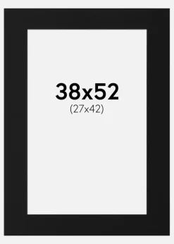 Passepartout Sort Standard (Hvid kerne) 38x52 cm (27x42)