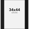 Passepartout Sort Standard (Hvid kerne) 34x44 cm (25x35)