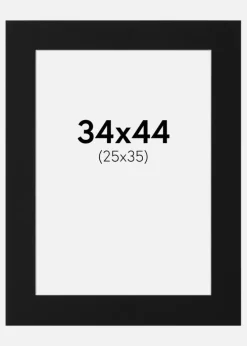 Passepartout Sort Standard (Hvid kerne) 34x44 cm (25x35)