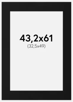 Passepartout Sort Standard (Hvid kerne) 43,2x61 cm (32,5x49)