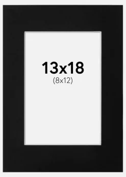 Passepartout Sort Standard (Hvid Kerne) 13x18 cm (8x12)