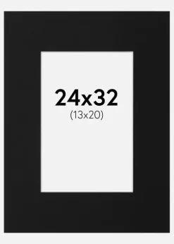 Passepartout Sort Standard (Hvid kerne) 24x32 cm (13x20)