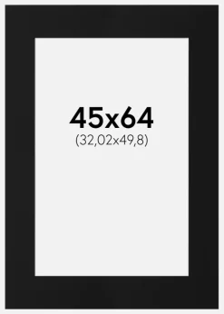 Passepartout Sort Standard (Hvid kerne) 45x64 cm (32,02x49,8)